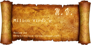 Milics Virág névjegykártya